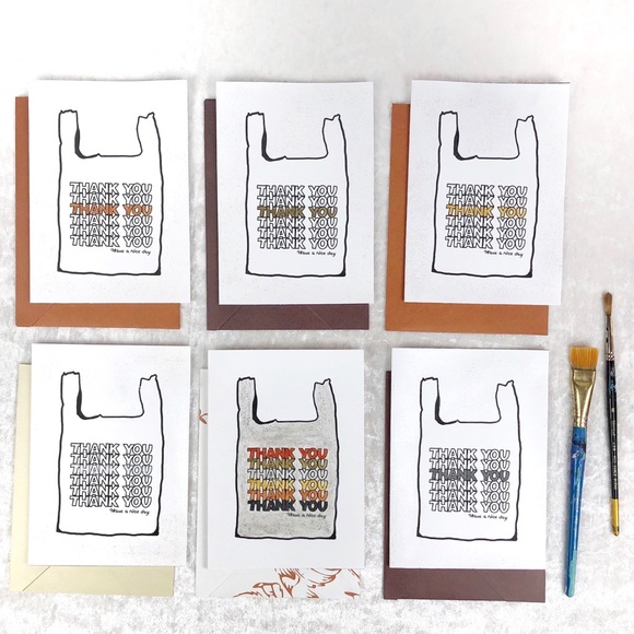 Aurora Thrift Other - Hand Painted THANK YOU Cards “Metallic”Set Of 6